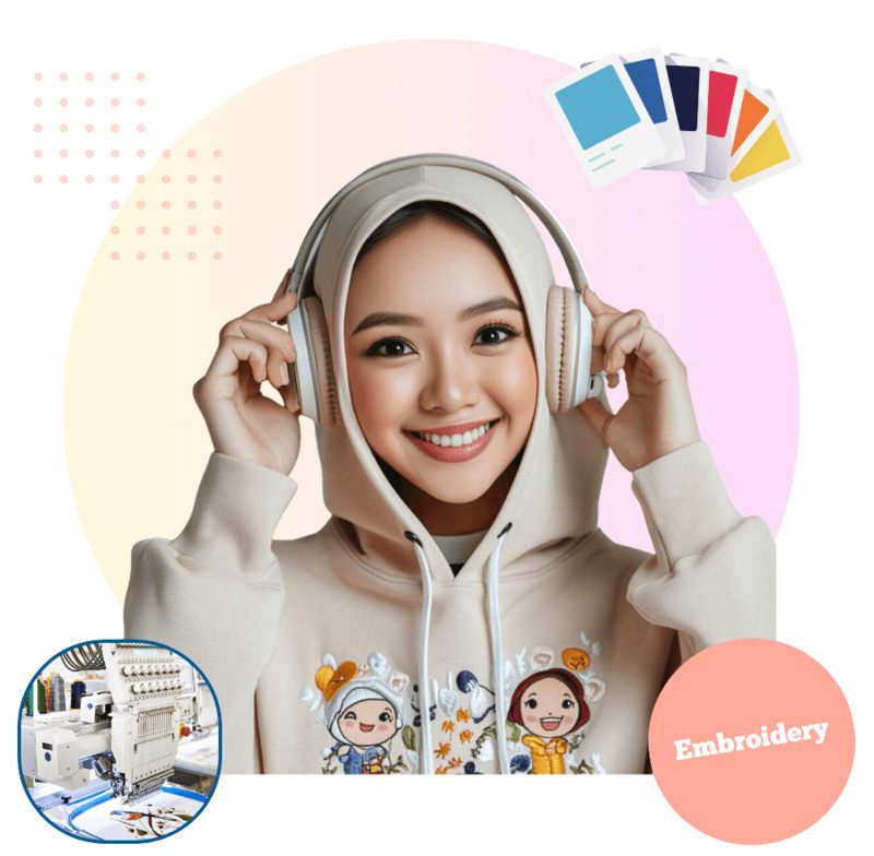 Embroidery printing on uniform shirts for companies